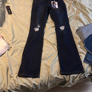 Classic Dark Blue Straight Leg Jeans